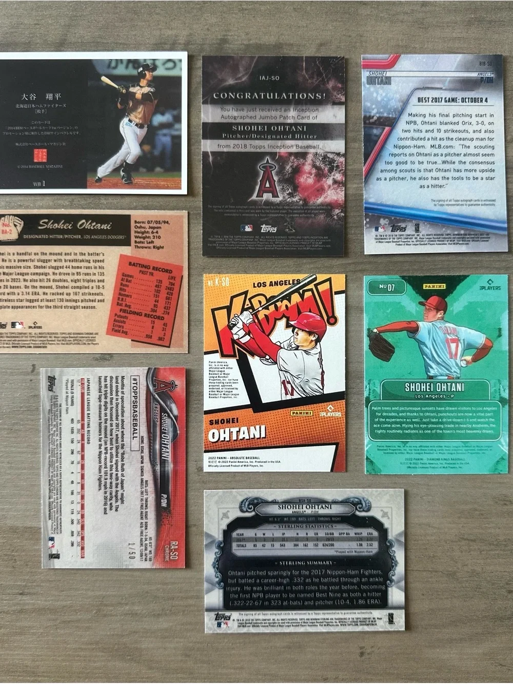 Shohei Ohtani Signed Rookie Lot of (8) Kaboom Downtown BBM Novelty Baseball Card - Picture 5 of 5